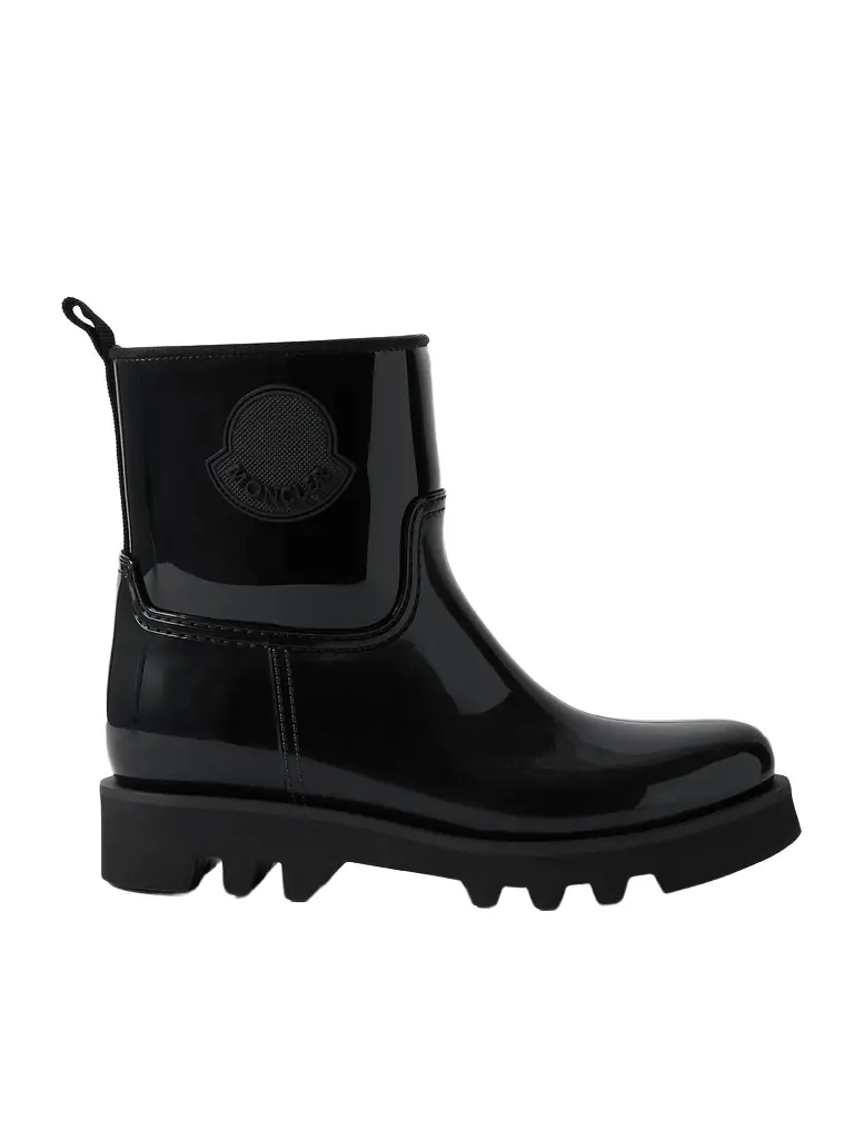 Moncler Ginette Logo-appliquéd Glossed-rubber Rain Boots - Black | Image 1 Moncler Ginette Logo-appliquéd Glossed-rubber Rain Boots - Black | Image 1