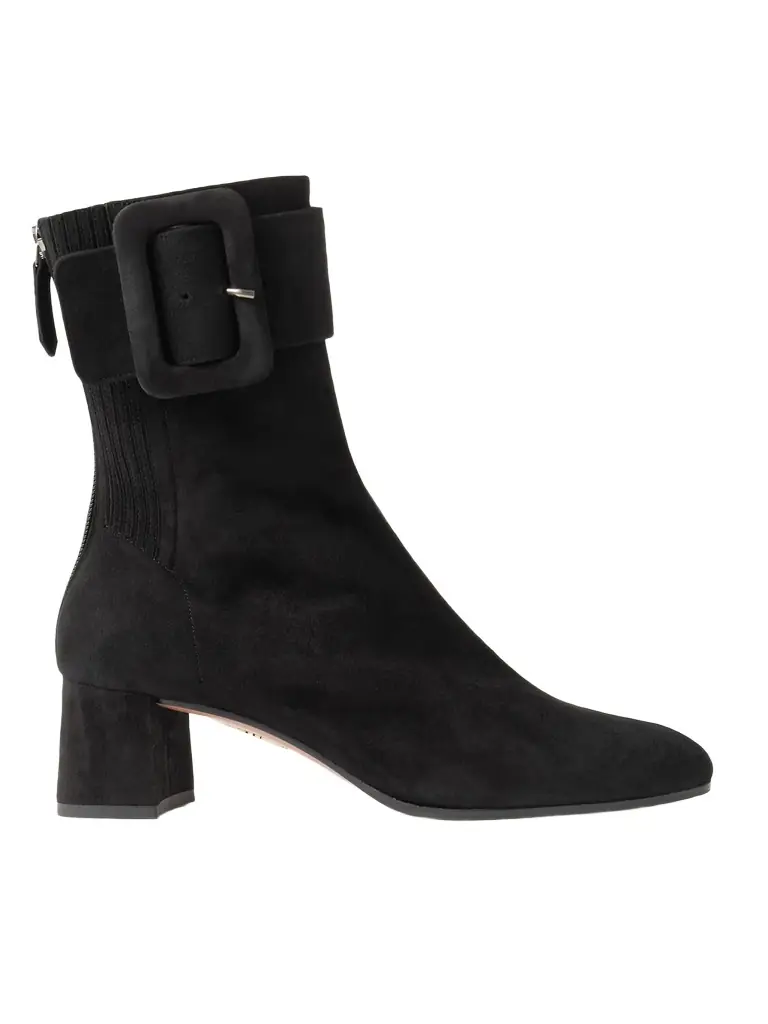 Aquazzura Saint Honoré 50 Buckled Suede Ankle Boots - Black | Image 1 Aquazzura Saint Honoré 50 Buckled Suede Ankle Boots - Black | Image 1