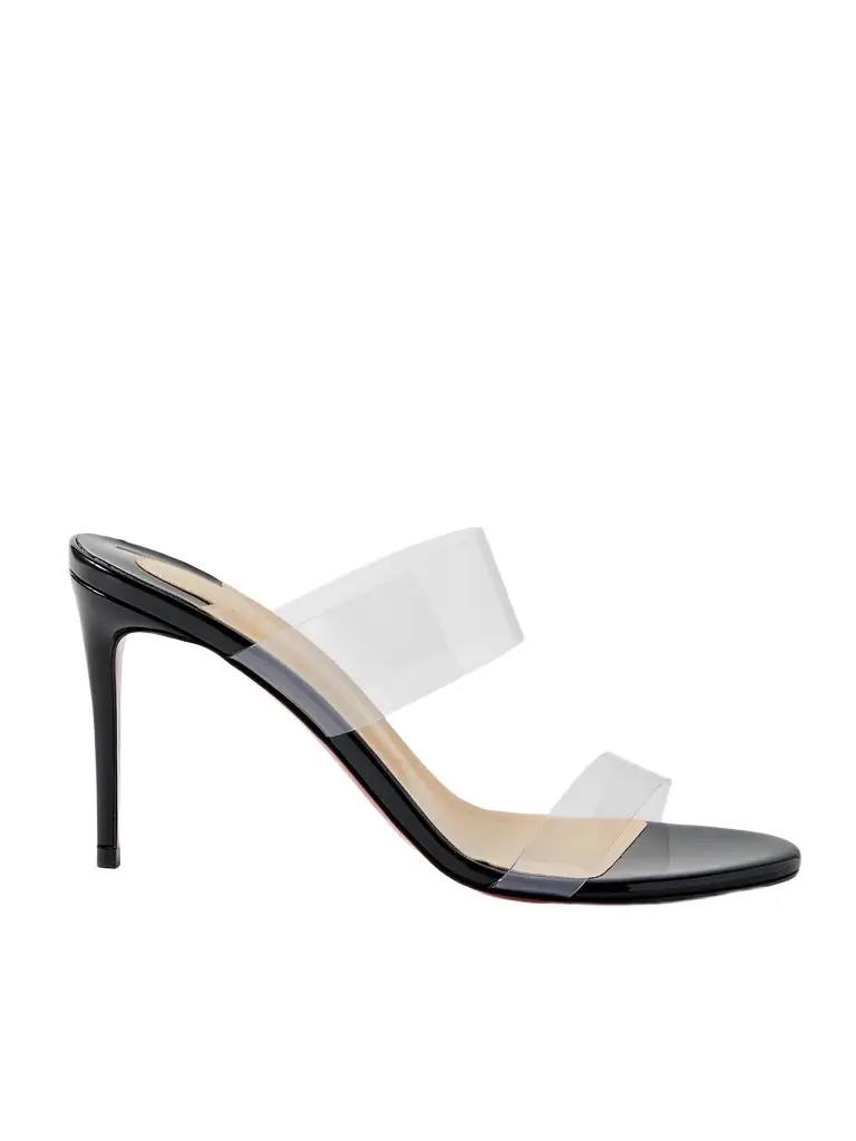 Christian Louboutin Just Nothing 85 Pvc And Patent-leather Mules - Black | Image 1 Christian Louboutin Just Nothing 85 Pvc And Patent-leather Mules - Black | Image 1