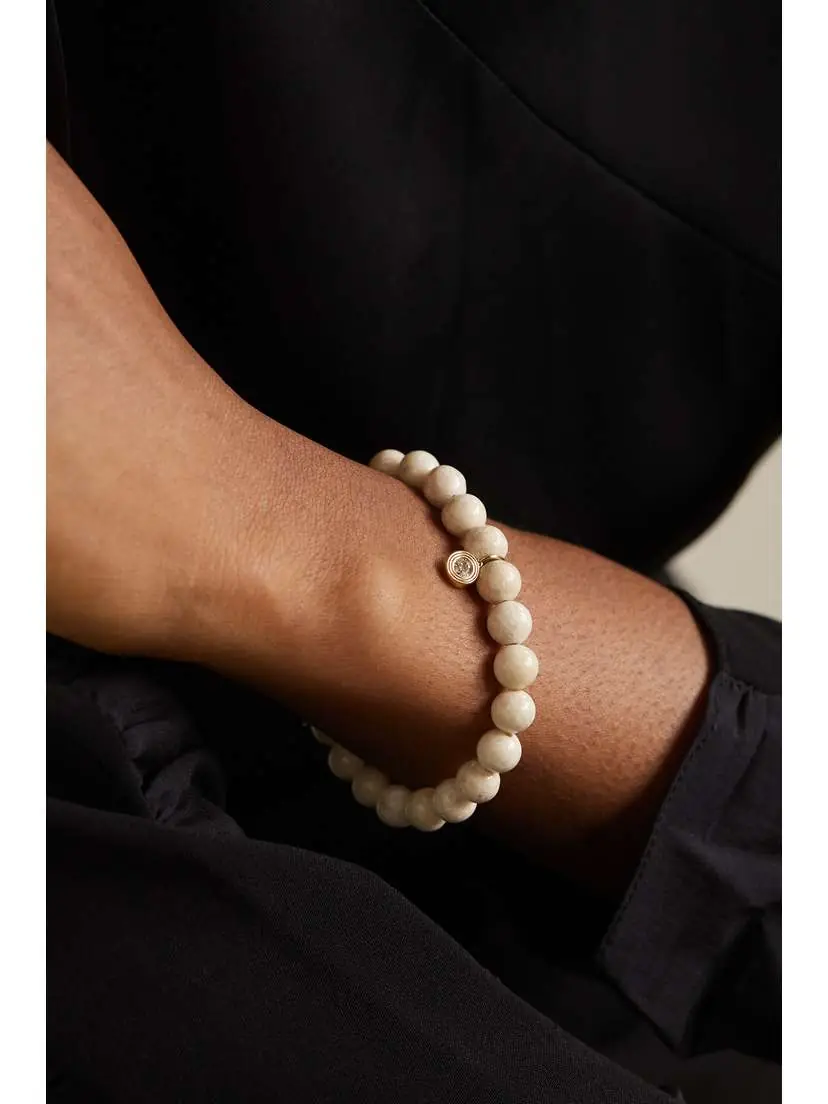 Sydney Evan Fluted Single Stone 14-karat Gold, Jasper And Diamond Bracelet | Thumbnail 2 Sydney Evan Fluted Single Stone 14-karat Gold, Jasper And Diamond Bracelet | Thumbnail 2