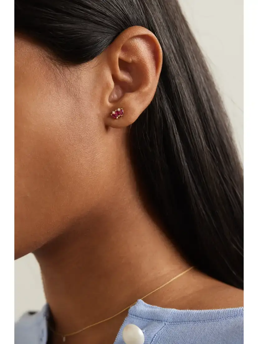 STONE AND STRAND 10-karat Gold, Ruby And Diamond Single Earring | Thumbnail 2