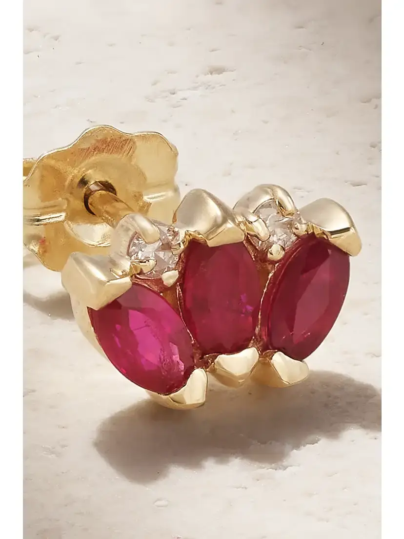 STONE AND STRAND 10-karat Gold, Ruby And Diamond Single Earring | Thumbnail 3