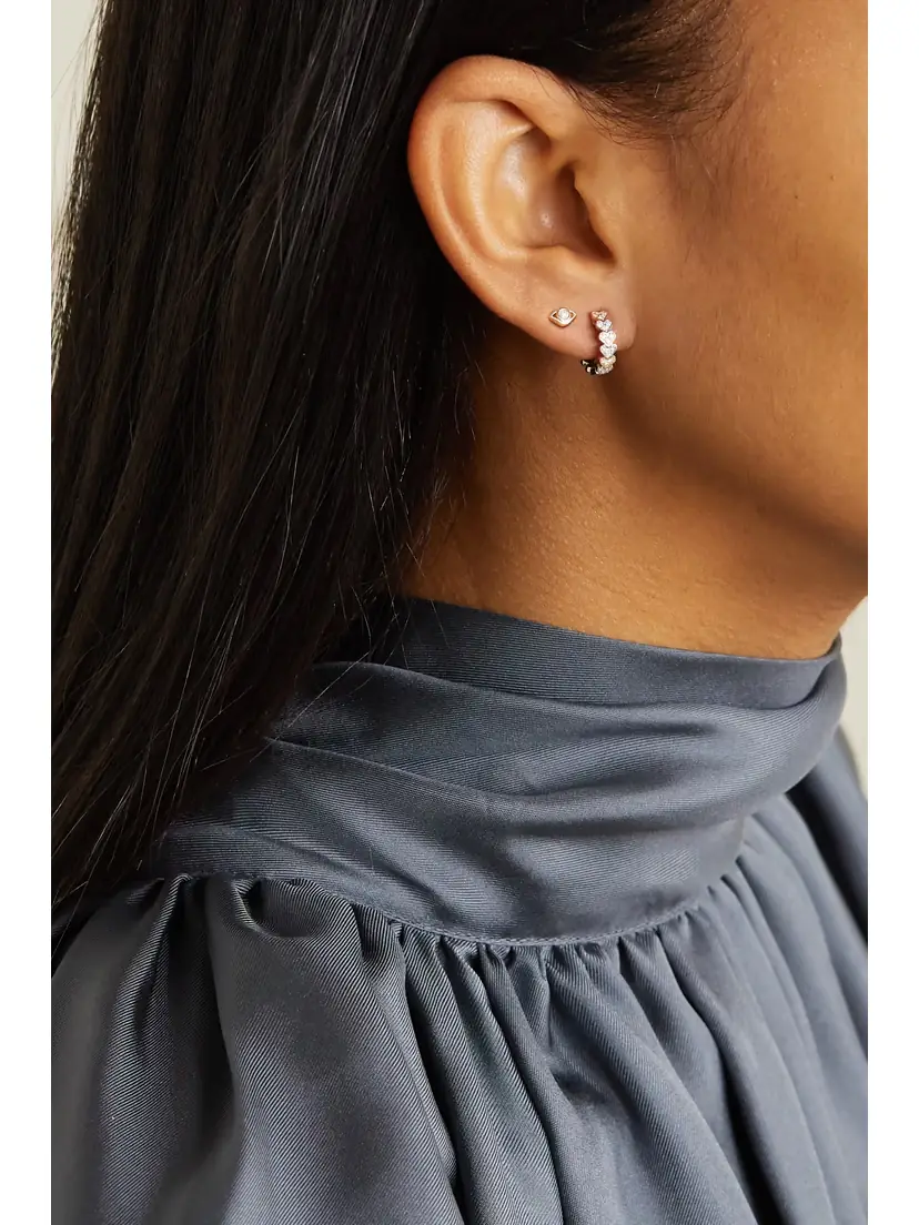 Sydney Evan Small Evil Eye 14-karat Gold Diamond Earrings | Thumbnail 2