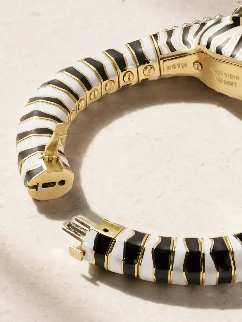 DAVID WEBB Zebra 18-karat Gold, Platinum, Diamond, Ruby And Enamel Bracelet - Multi | Thumbnail 3 DAVID WEBB Zebra 18-karat Gold, Platinum, Diamond, Ruby And Enamel Bracelet - Multi | Thumbnail 3