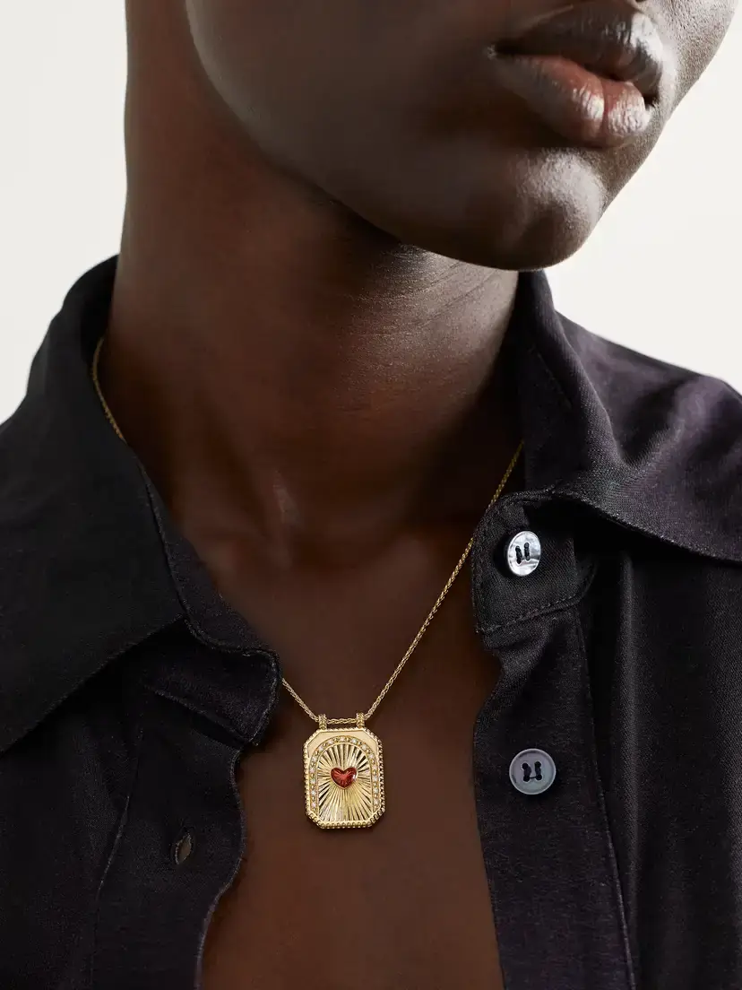 Marie Lichtenberg Heart Scapular 18-karat Gold, Enamel And Diamond Necklace | Thumbnail 2 Marie Lichtenberg Heart Scapular 18-karat Gold, Enamel And Diamond Necklace | Thumbnail 2