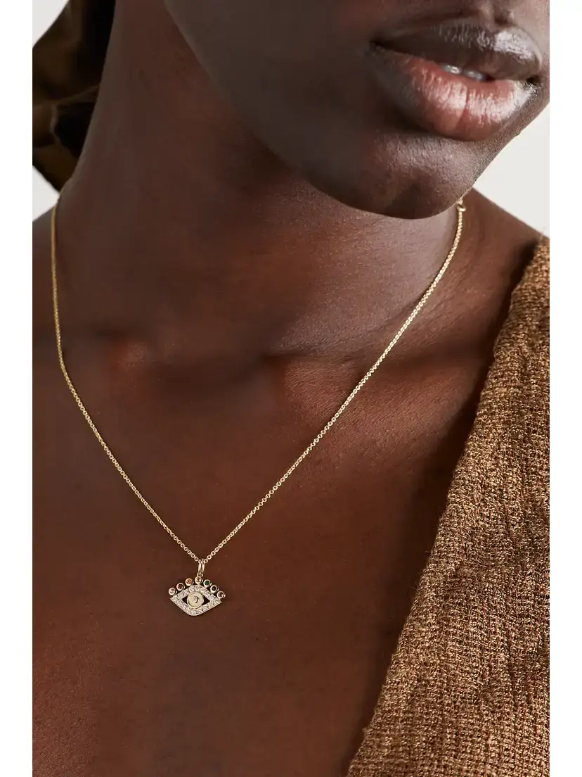 Sydney Evan Evil Eye 14-karat Gold Multi-stone Necklace | Thumbnail 2