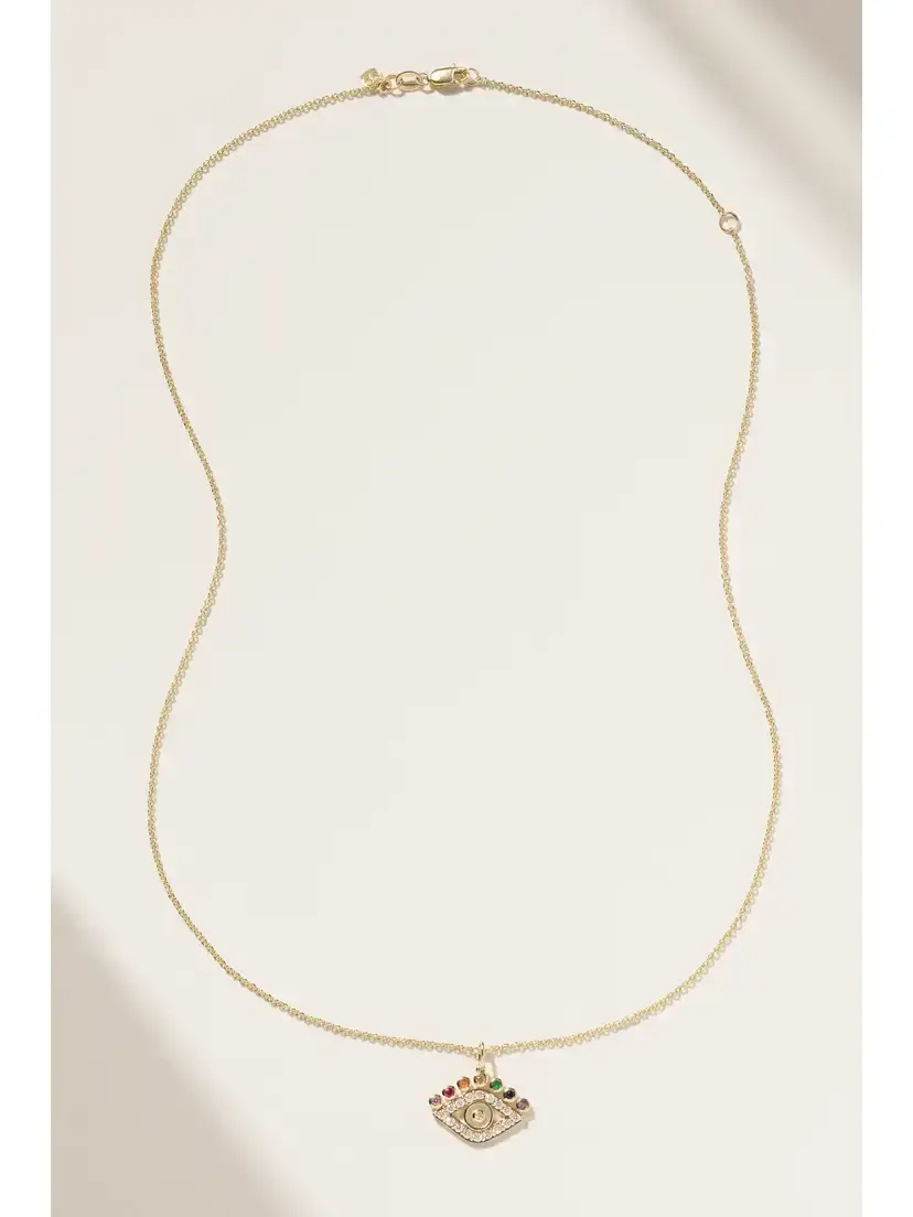 Sydney Evan Evil Eye 14-karat Gold Multi-stone Necklace | Thumbnail 4