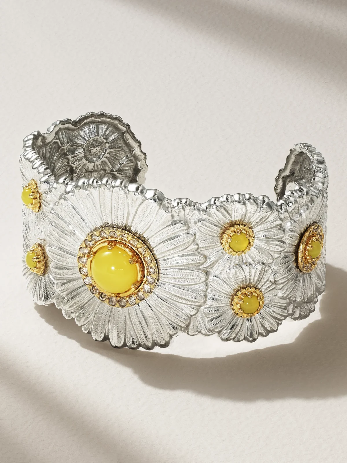 Blossoms Daisy Sterling Silver And Gold Vermeil, Agatha And Diamond Cuff