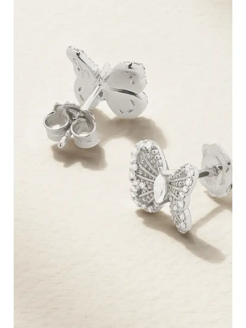 De Beers Portraits Of Nature Butterfly 18-karat White Gold Diamond Earrings | Thumbnail 3 De Beers Portraits Of Nature Butterfly 18-karat White Gold Diamond Earrings | Thumbnail 3