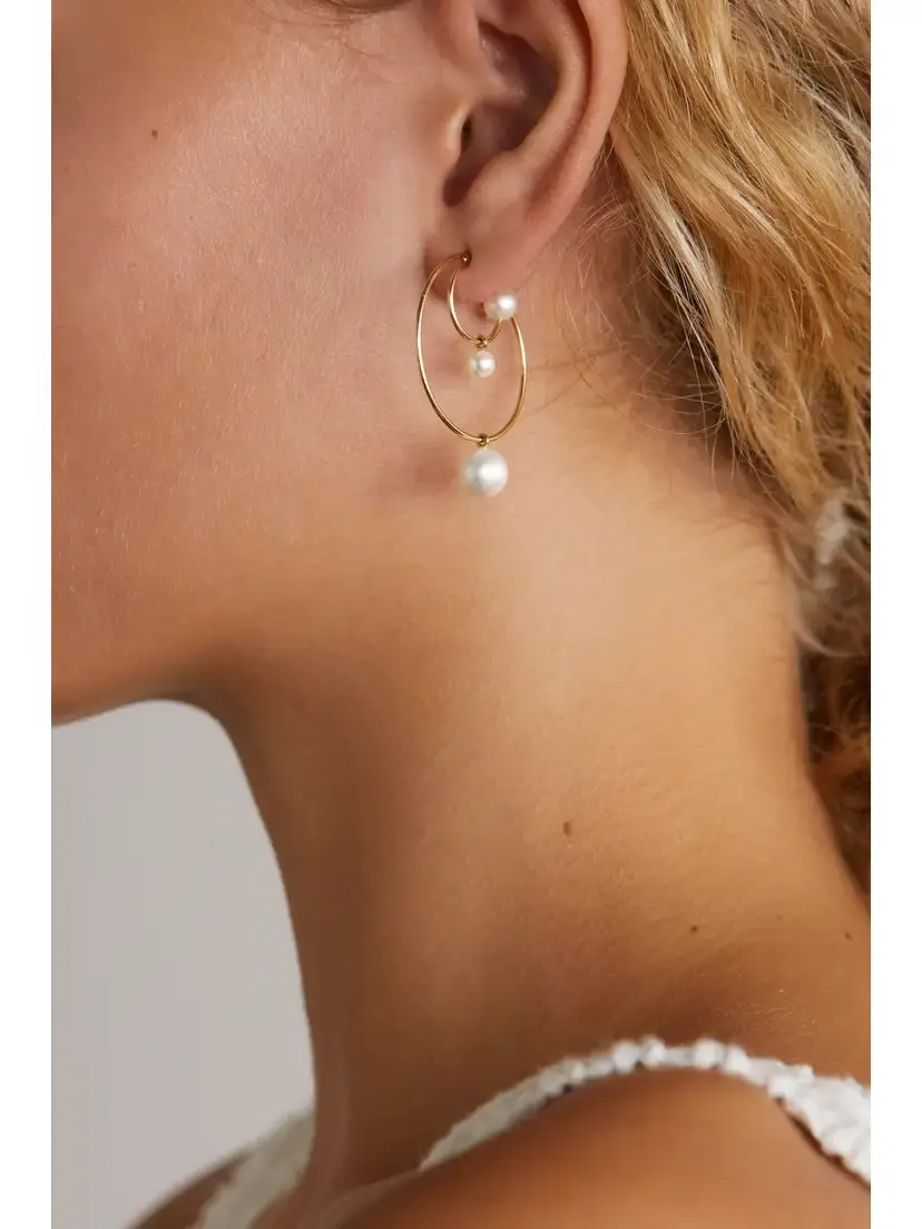 Sophie Bille Brahe Bain Perle 14-karat Gold Pearl Single Hoop Earring | Thumbnail 2 Sophie Bille Brahe Bain Perle 14-karat Gold Pearl Single Hoop Earring | Thumbnail 2