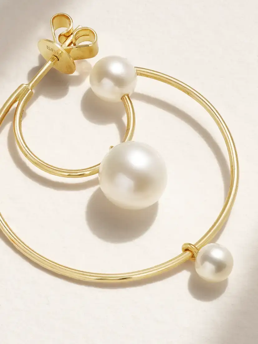 Sophie Bille Brahe Bain Perle 14-karat Gold Pearl Single Hoop Earring | Thumbnail 3 Sophie Bille Brahe Bain Perle 14-karat Gold Pearl Single Hoop Earring | Thumbnail 3