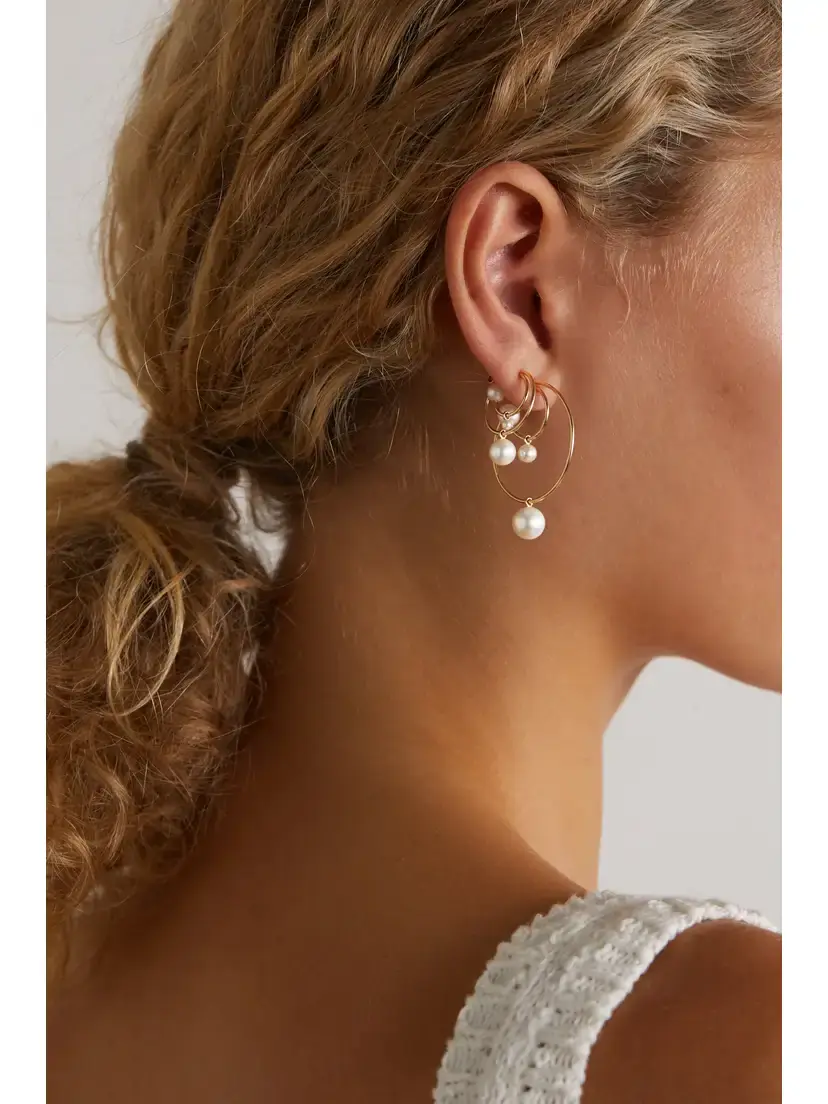 Sophie Bille Brahe Bain Perle 14-karat Gold Pearl Single Hoop Earring | Thumbnail 4 Sophie Bille Brahe Bain Perle 14-karat Gold Pearl Single Hoop Earring | Thumbnail 4