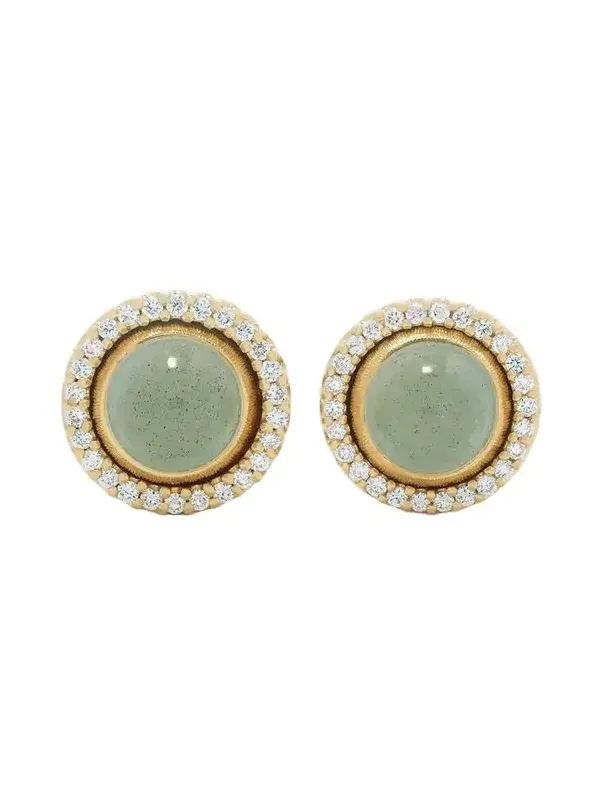 Lotus 18-karat Gold, Aquamarine And Diamond Earrings - Green