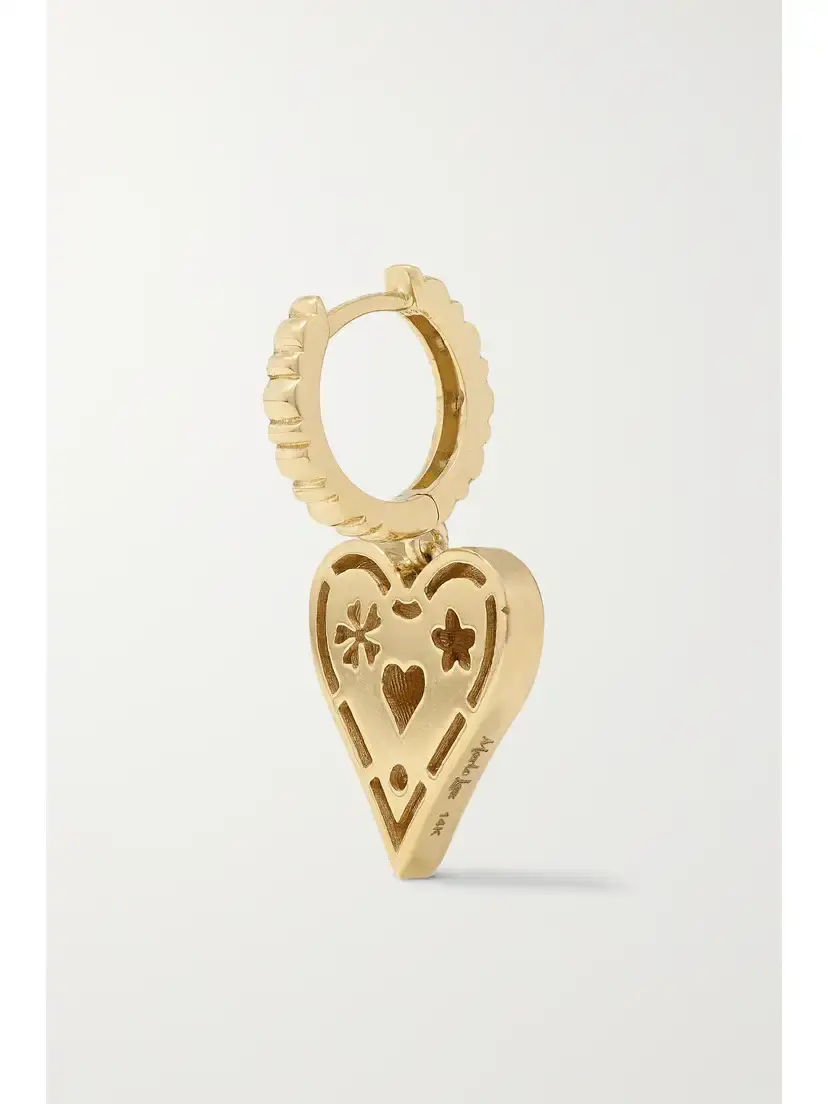 Marlo Laz Small Southwestern Heart 14-karat Gold Diamond Earrings | Thumbnail 3
