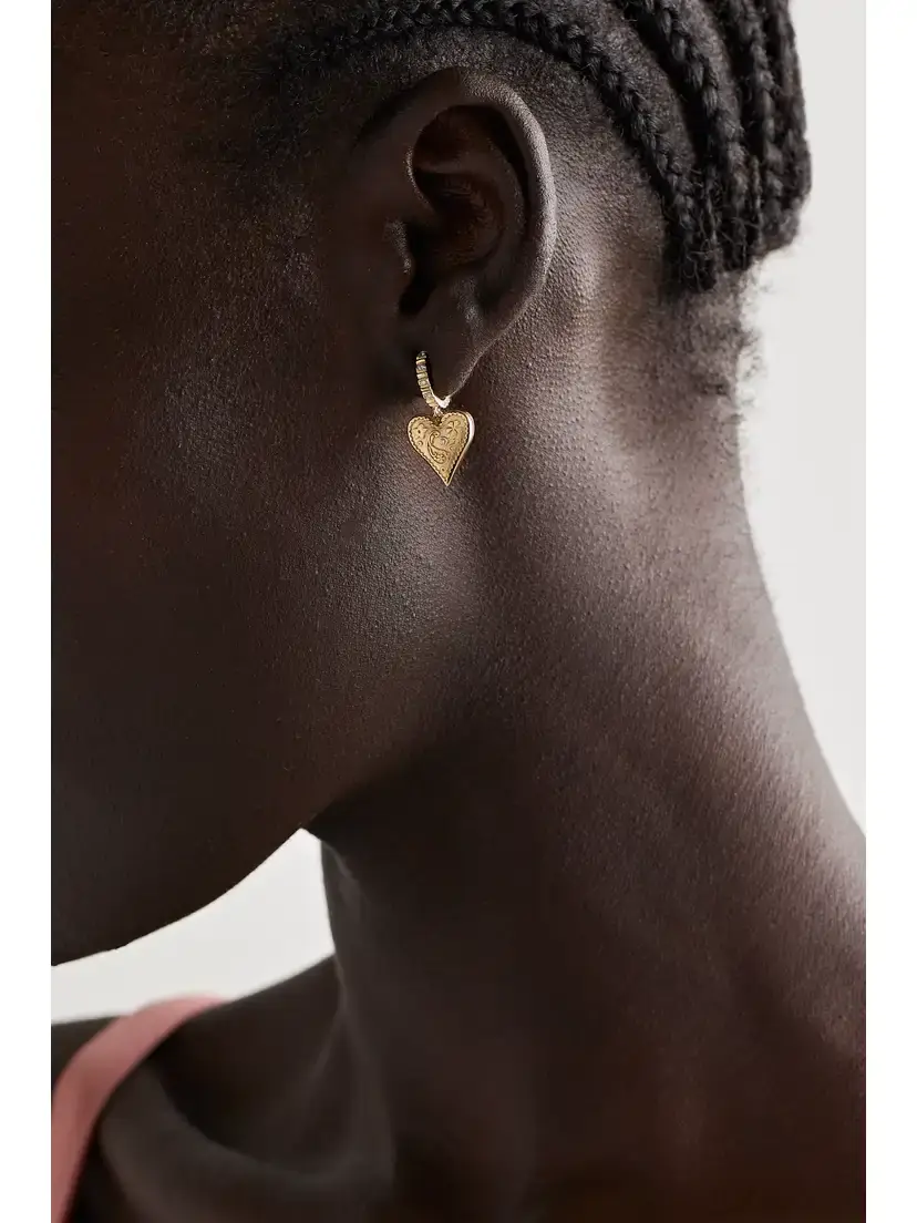 Marlo Laz Small Southwestern Heart 14-karat Gold Diamond Earrings | Thumbnail 5