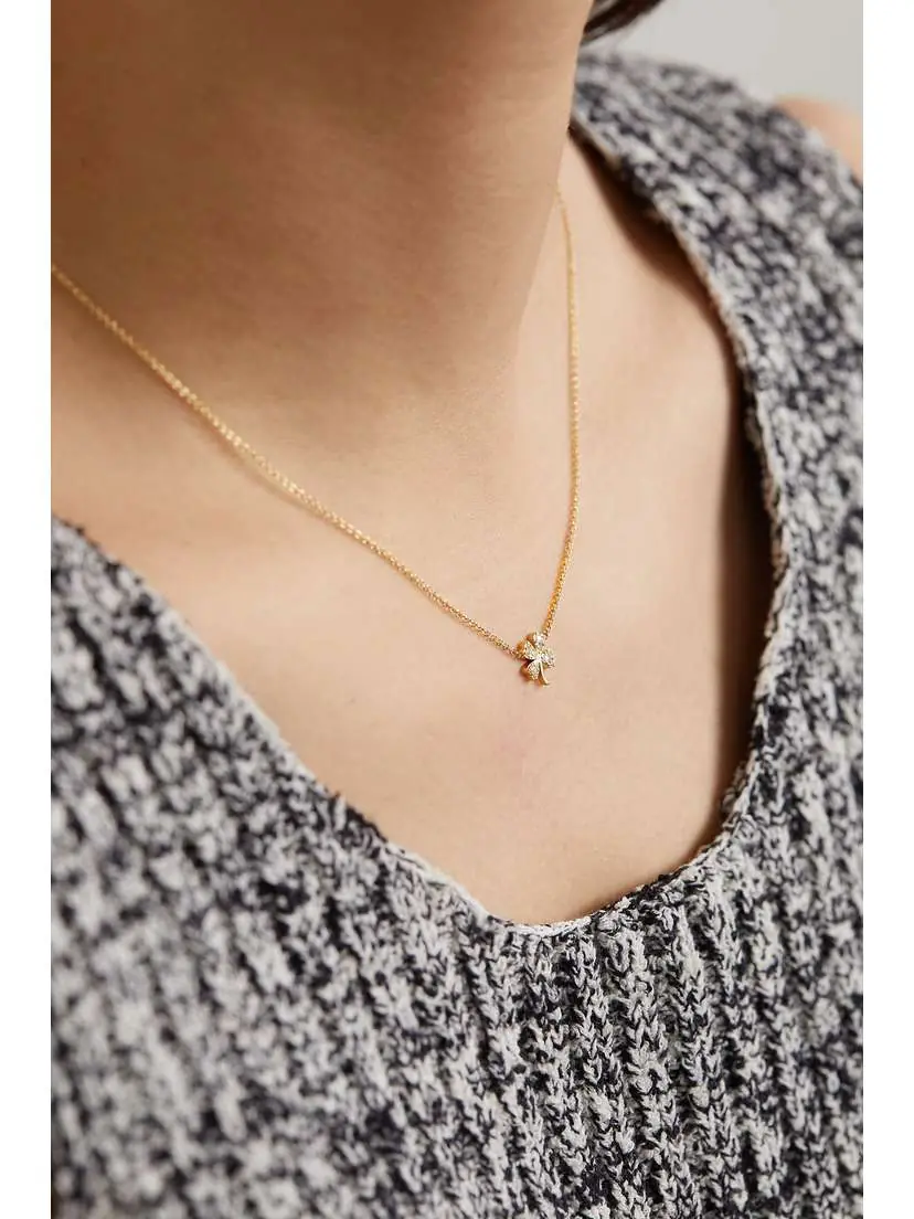 Jennifer Meyer Mini Clover 18-karat Gold Diamond Necklace | Thumbnail 2 Jennifer Meyer Mini Clover 18-karat Gold Diamond Necklace | Thumbnail 2