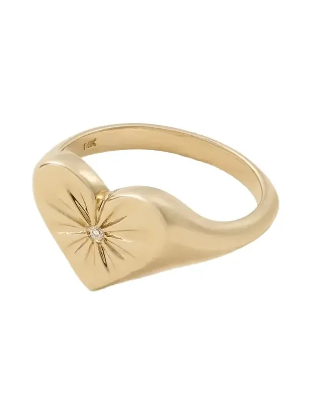 Marlo Laz Heart 14-karat Gold Diamond Signet Ring