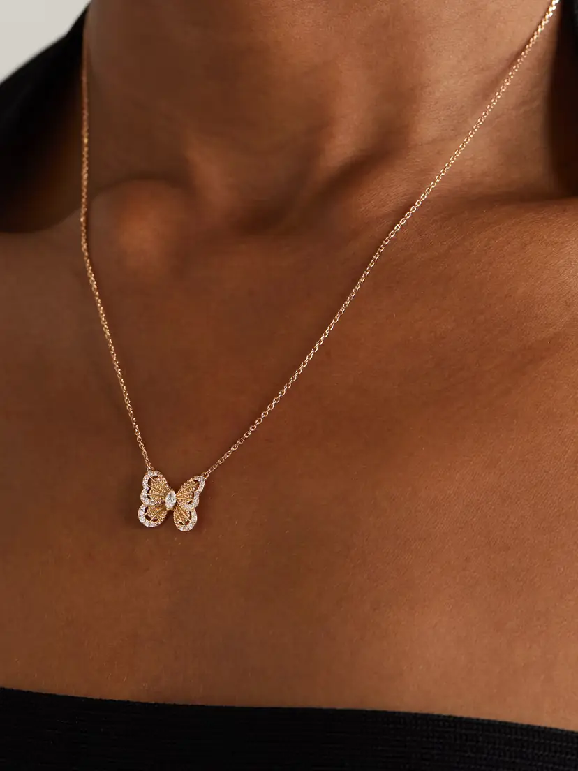 De Beers Portraits Of Nature Butterfly 18-karat Rose Gold Diamond Necklace | Thumbnail 2
