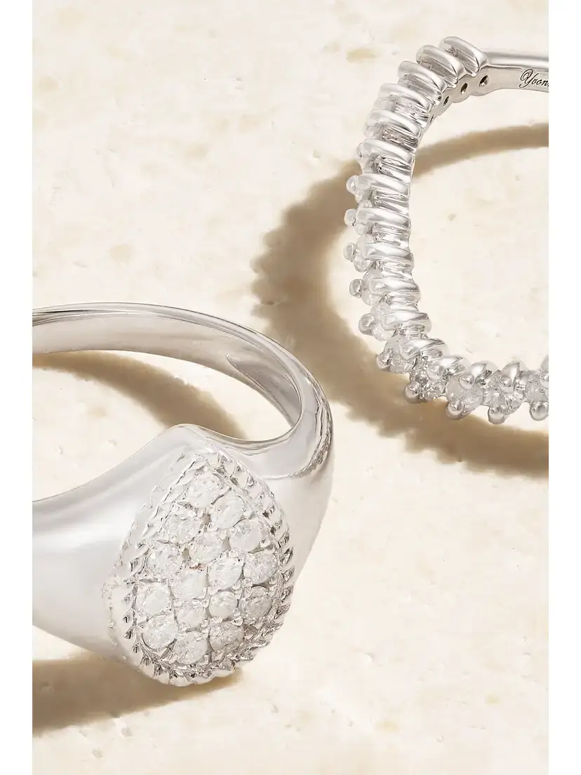 Yvonne Léon Chevalière Set Of Two 9-karat White Gold Diamond Rings | Thumbnail 4 Yvonne Léon Chevalière Set Of Two 9-karat White Gold Diamond Rings | Thumbnail 4