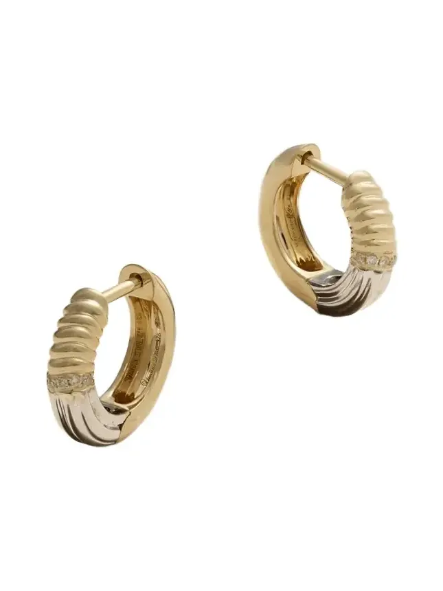 Berlingot Mini 9-karat Yellow And White Gold Diamond Hoop Earrings Berlingot Mini 9-karat Yellow And White Gold Diamond Hoop Earrings