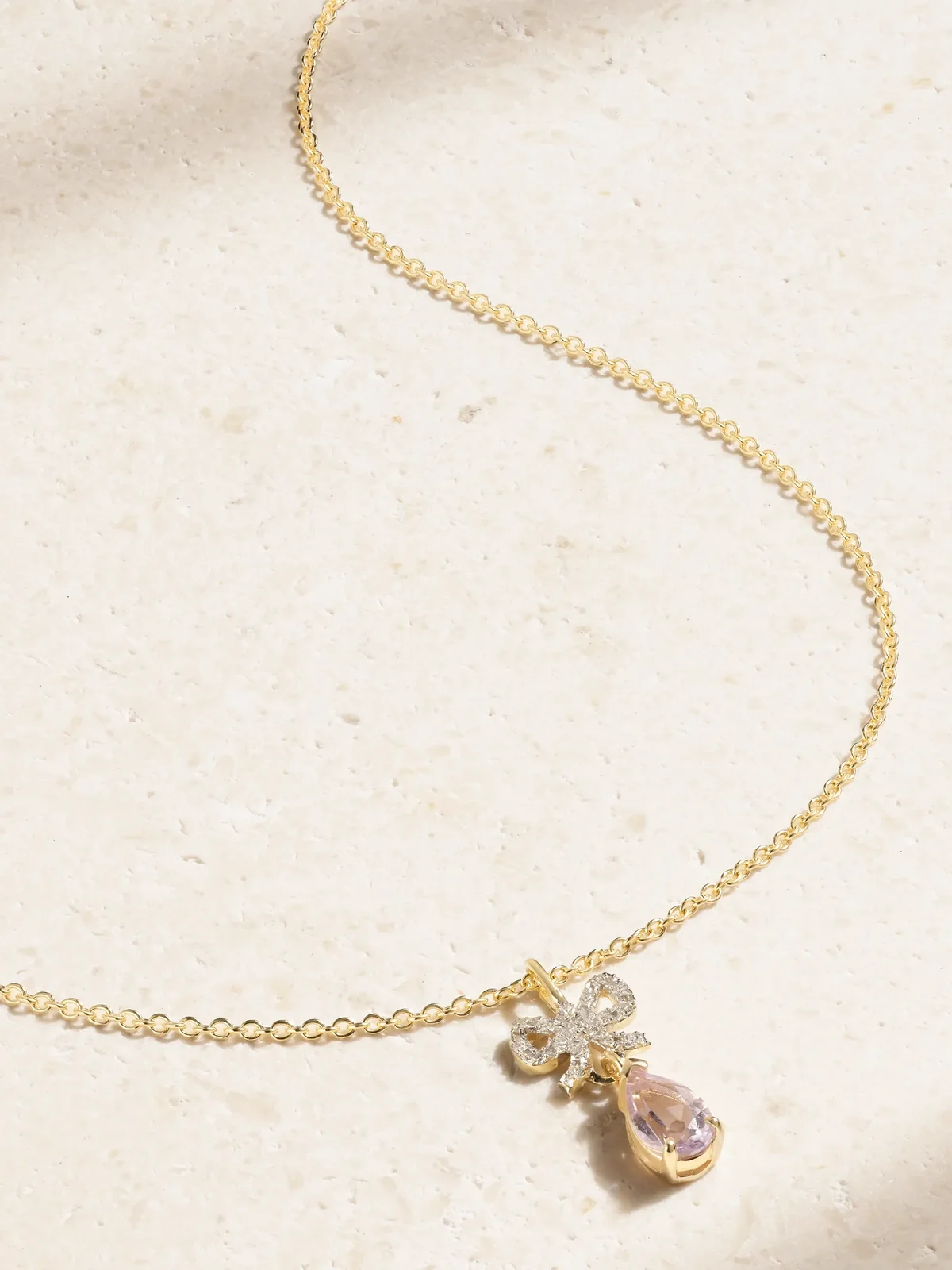 STONE AND STRAND Pretty In Pink 10-karat Gold, Amethyst And Diamond Necklace