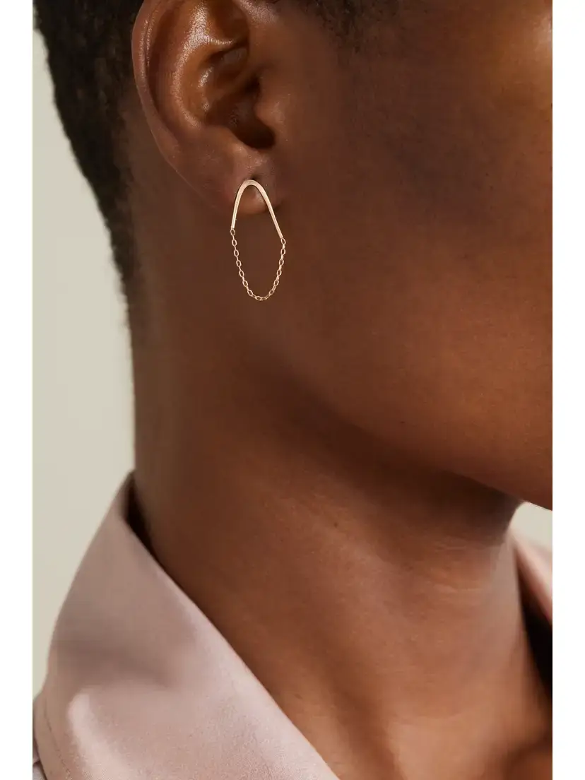 Melissa Joy Manning Single Chain V Drop 14-karat Recycled Gold Earrings | Thumbnail 2 Melissa Joy Manning Single Chain V Drop 14-karat Recycled Gold Earrings | Thumbnail 2
