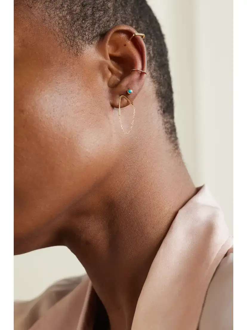 Melissa Joy Manning Single Chain V Drop 14-karat Recycled Gold Earrings | Thumbnail 4 Melissa Joy Manning Single Chain V Drop 14-karat Recycled Gold Earrings | Thumbnail 4