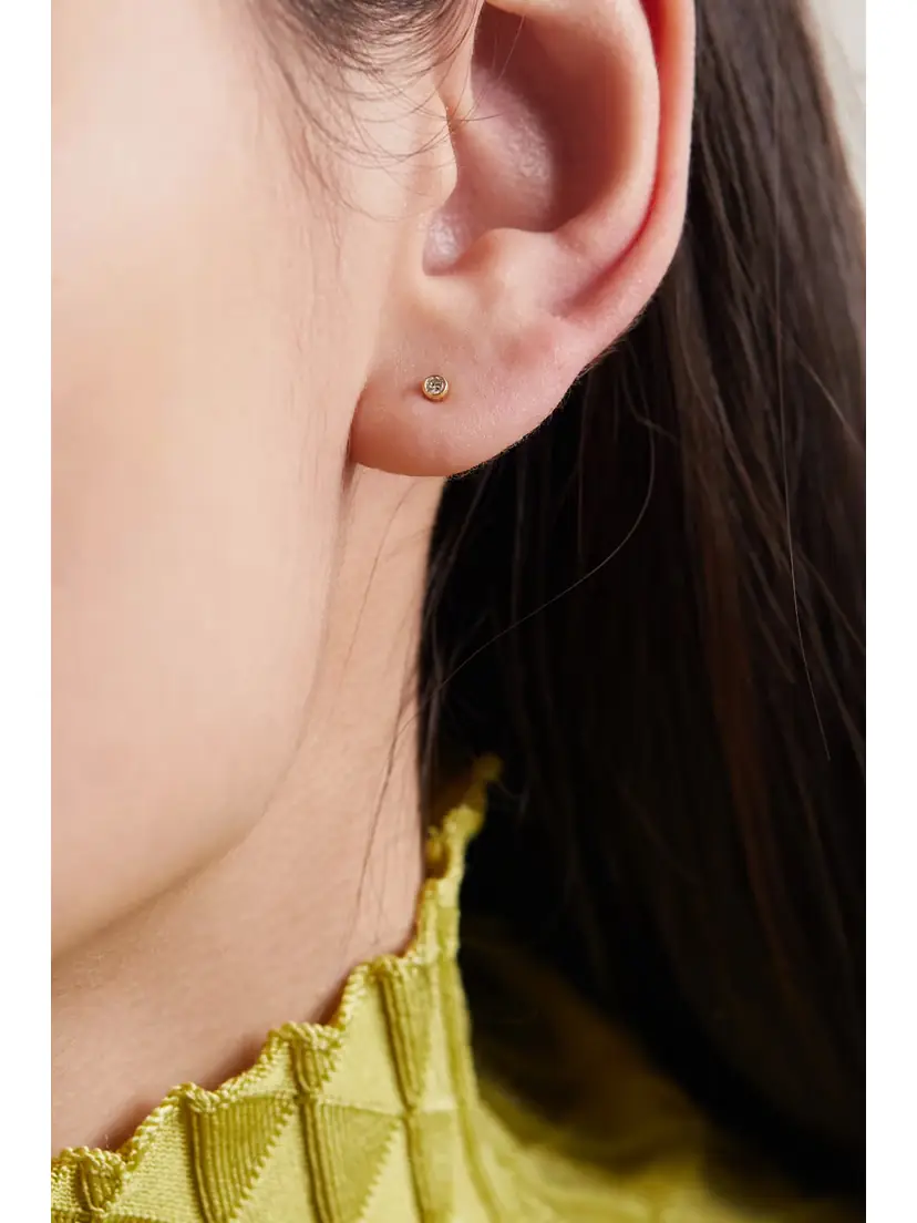 Jennifer Meyer Mini Bezel 18-karat Gold Diamond Earrings | Thumbnail 2 Jennifer Meyer Mini Bezel 18-karat Gold Diamond Earrings | Thumbnail 2