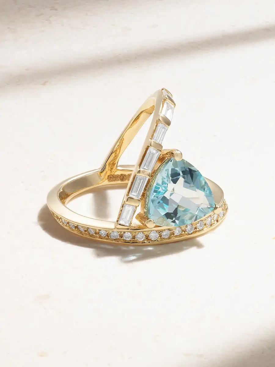 Mateo 14-karat Gold, Topaz And Diamond Ring | Image 1 Mateo 14-karat Gold, Topaz And Diamond Ring | Image 1