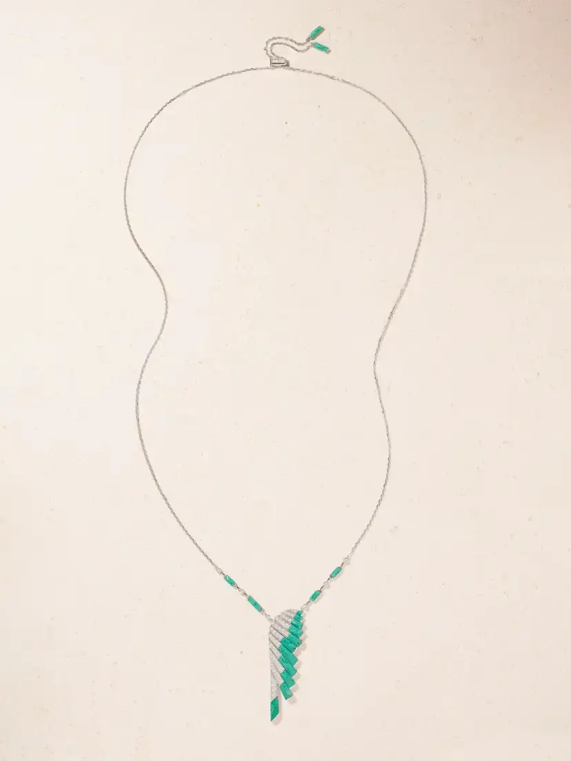 Garrard Wings Rising 18-karat White Gold, Malachite And Diamond Necklace | Thumbnail 4 Garrard Wings Rising 18-karat White Gold, Malachite And Diamond Necklace | Thumbnail 4