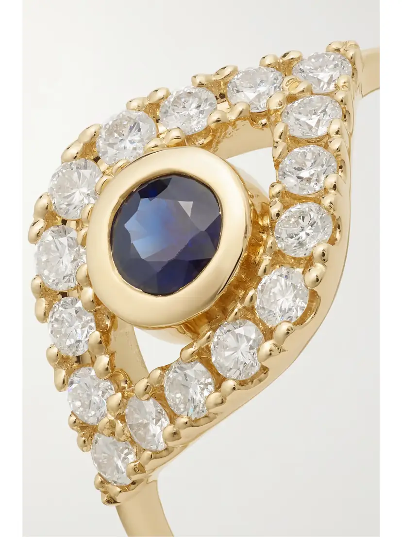 Sydney Evan Large Evil Eye 14-karat Gold, Sapphire And Diamond Ring | Thumbnail 4 Sydney Evan Large Evil Eye 14-karat Gold, Sapphire And Diamond Ring | Thumbnail 4