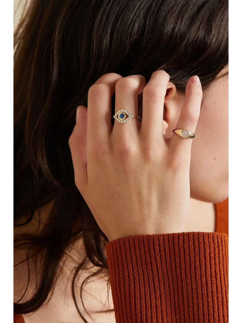 Sydney Evan Large Evil Eye 14-karat Gold, Sapphire And Diamond Ring | Thumbnail 6 Sydney Evan Large Evil Eye 14-karat Gold, Sapphire And Diamond Ring | Thumbnail 6