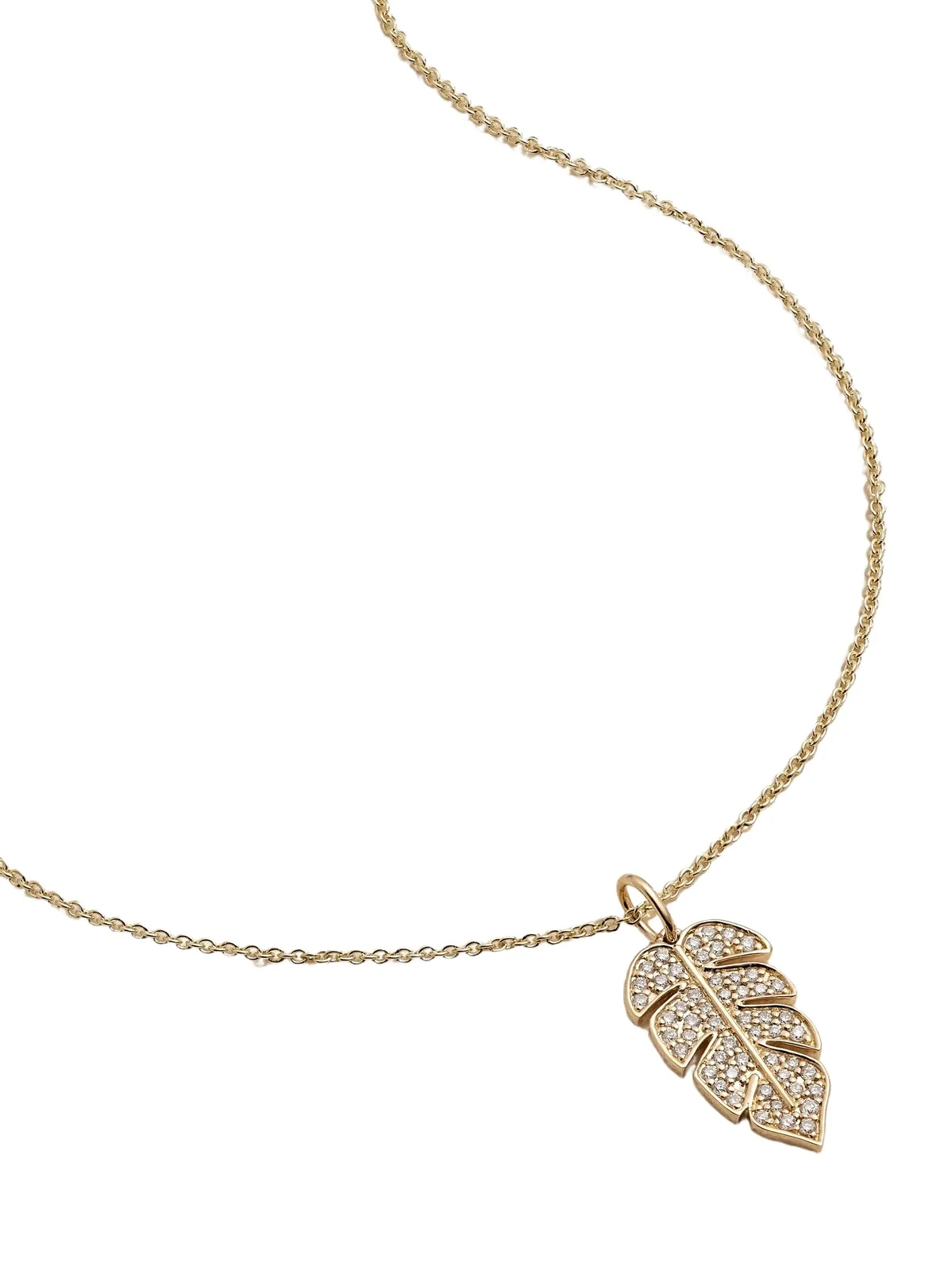 Large Monstera Leaf 14-karat Gold Diamond Necklace Large Monstera Leaf 14-karat Gold Diamond Necklace