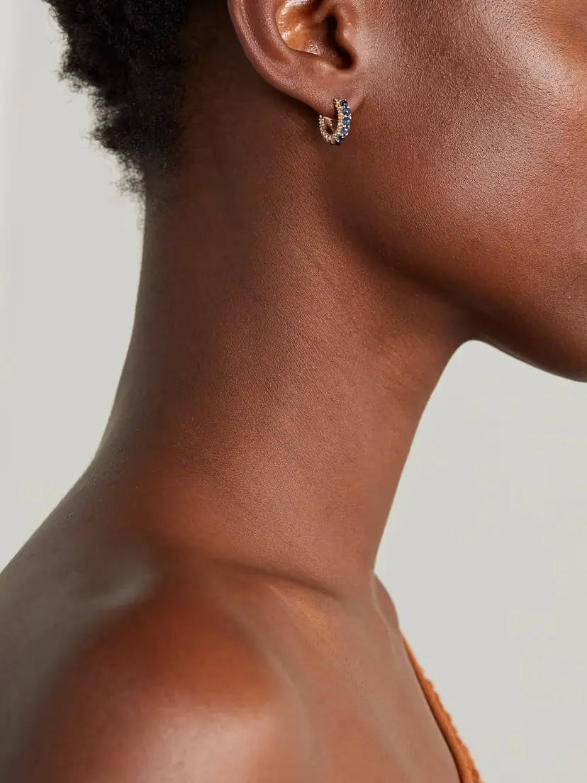 Ileana Makri Streamflow 18-karat Gold, Sapphire And Diamond Hoop Earrings | Thumbnail 2