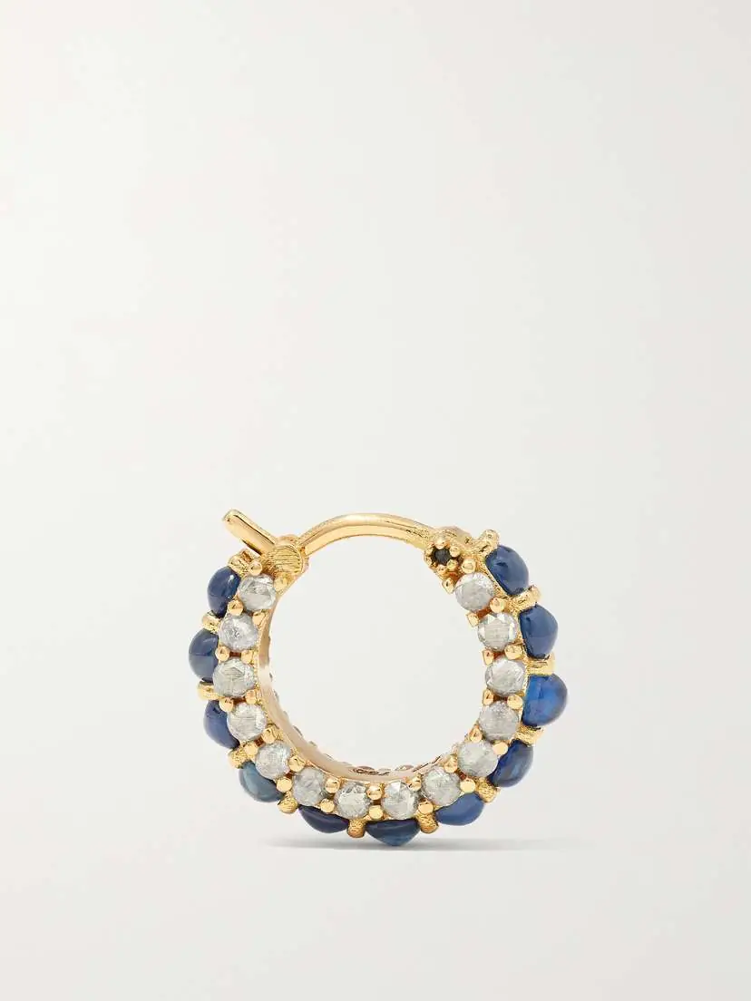 Ileana Makri Streamflow 18-karat Gold, Sapphire And Diamond Hoop Earrings | Thumbnail 3