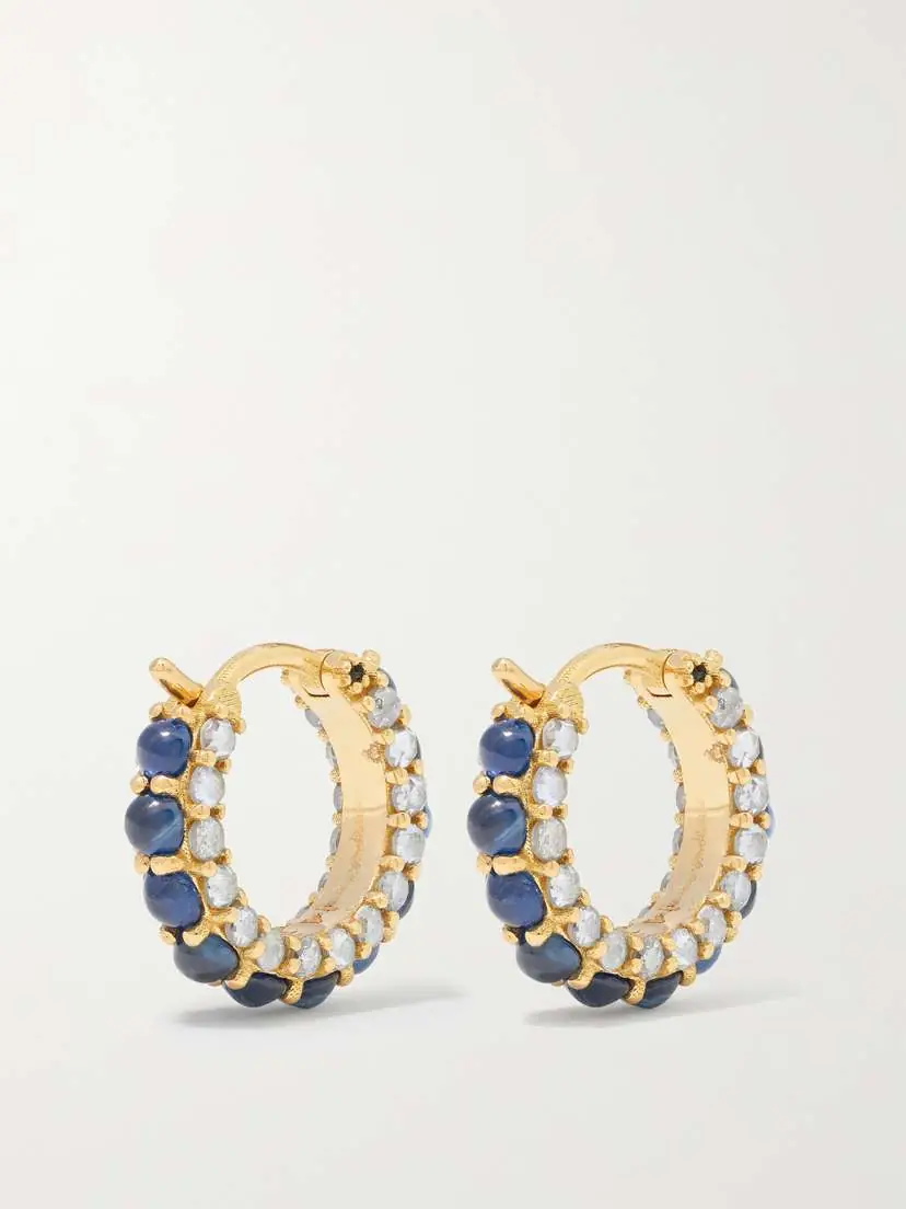 Ileana Makri Streamflow 18-karat Gold, Sapphire And Diamond Hoop Earrings | Thumbnail 4