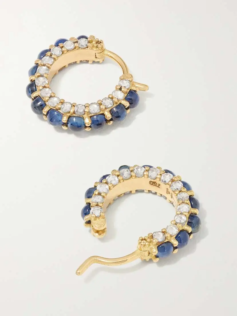 Ileana Makri Streamflow 18-karat Gold, Sapphire And Diamond Hoop Earrings | Thumbnail 5