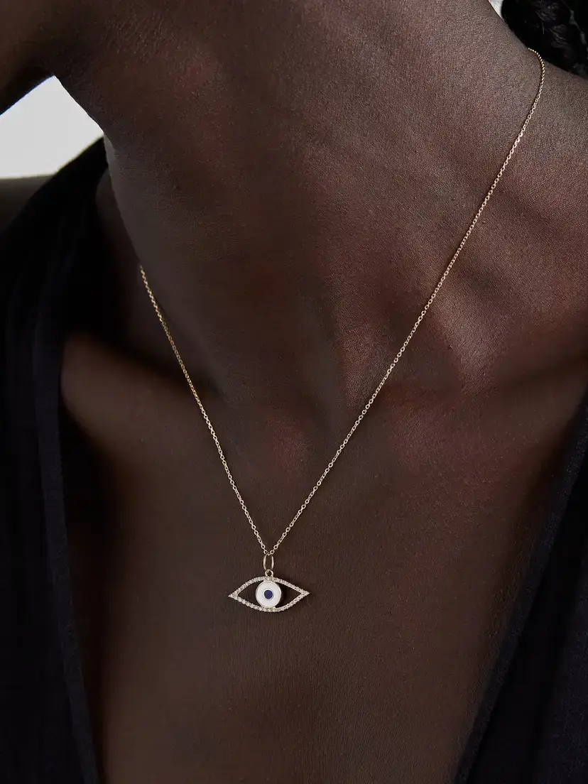Mateo Eye Of Protection 14-karat Gold, Enamel And Diamond Necklace | Thumbnail 2 Mateo Eye Of Protection 14-karat Gold, Enamel And Diamond Necklace | Thumbnail 2