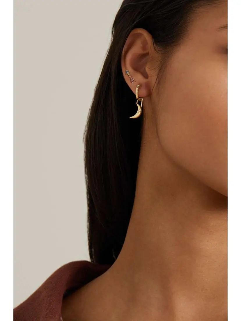 Robinson Pelham New Moon Earwish 14-karat Gold Diamond Single Hoop Earring | Thumbnail 2
