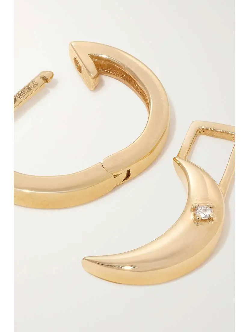 Robinson Pelham New Moon Earwish 14-karat Gold Diamond Single Hoop Earring | Thumbnail 4