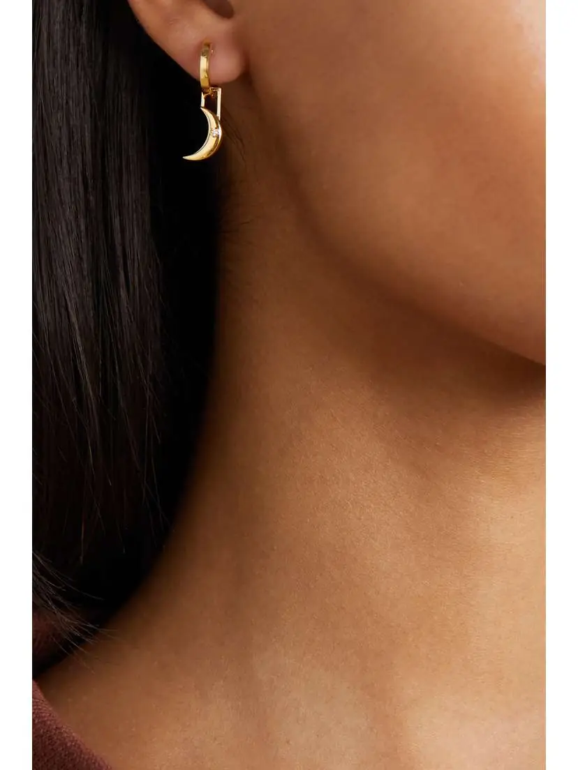 Robinson Pelham New Moon Earwish 14-karat Gold Diamond Single Hoop Earring | Thumbnail 5