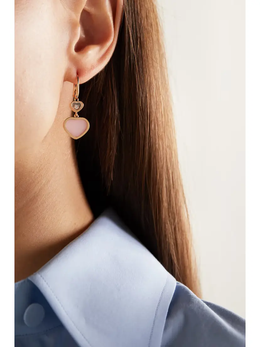 Chopard Happy Hearts 18-karat Rose Gold, Opal And Diamond Earrings | Thumbnail 2 Chopard Happy Hearts 18-karat Rose Gold, Opal And Diamond Earrings | Thumbnail 2