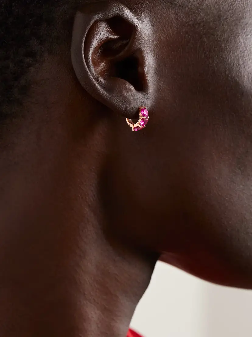 Ileana Makri 18-karat Rose Gold Ruby Hoop Earrings | Thumbnail 2 Ileana Makri 18-karat Rose Gold Ruby Hoop Earrings | Thumbnail 2