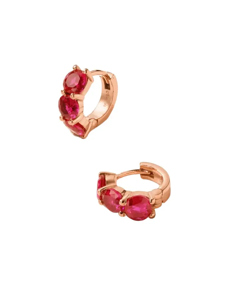 Ileana Makri 18-karat Rose Gold Ruby Hoop Earrings | Image 1 Ileana Makri 18-karat Rose Gold Ruby Hoop Earrings | Image 1