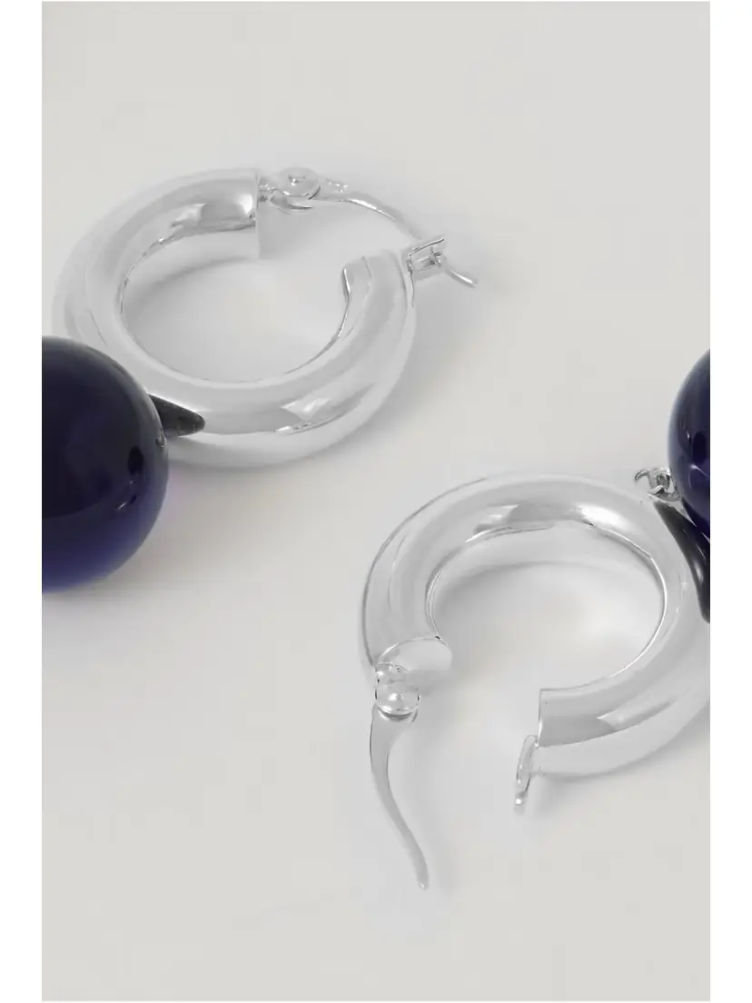 LIÉ STUDIO The Charlotte Silver And Glass Hoop Earrings | Thumbnail 3 LIÉ STUDIO The Charlotte Silver And Glass Hoop Earrings | Thumbnail 3