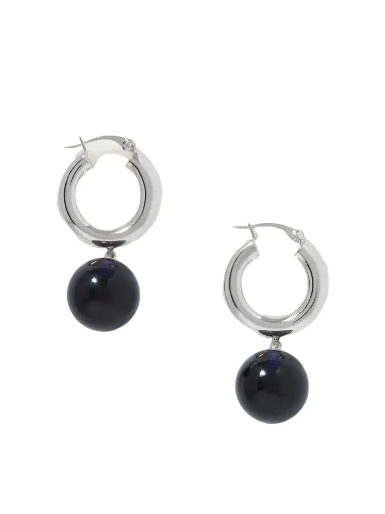 LIÉ STUDIO The Charlotte Silver And Glass Hoop Earrings | Image 1 LIÉ STUDIO The Charlotte Silver And Glass Hoop Earrings | Image 1