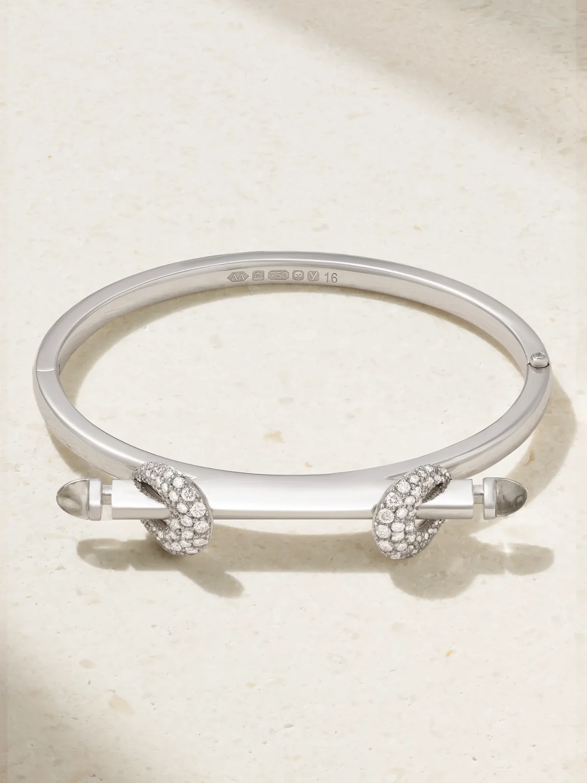 Chakra Icon 18-karat White Gold, Diamond And Quartz Bangle Chakra Icon 18-karat White Gold, Diamond And Quartz Bangle
