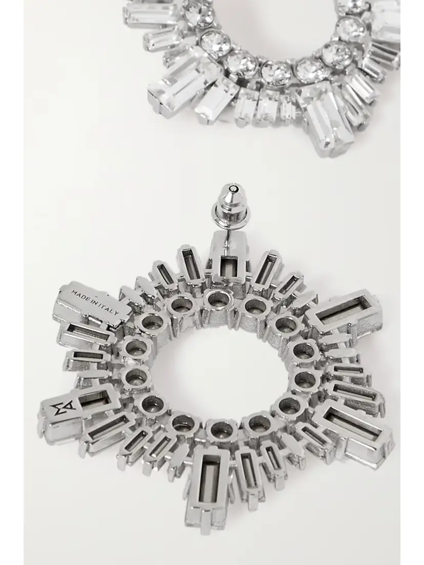 Amina Muaddi Begum Mini Silver-tone And Crystal Earrings | Thumbnail 3 Amina Muaddi Begum Mini Silver-tone And Crystal Earrings | Thumbnail 3