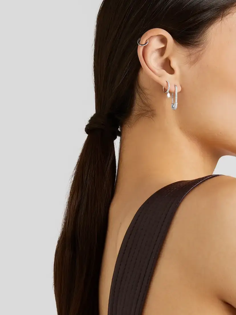 Anita Ko Safety Pin 18-karat White Gold Diamond Single Earring | Thumbnail 2 Anita Ko Safety Pin 18-karat White Gold Diamond Single Earring | Thumbnail 2