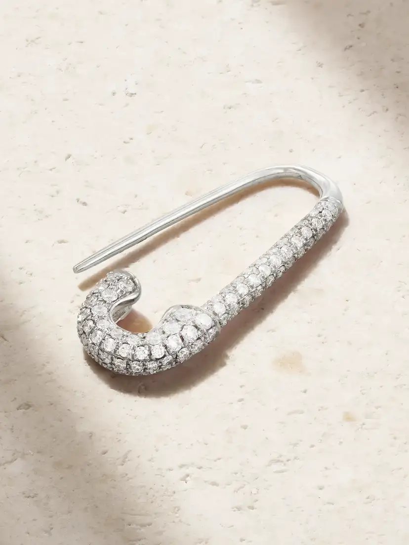 Anita Ko Safety Pin 18-karat White Gold Diamond Single Earring | Thumbnail 3 Anita Ko Safety Pin 18-karat White Gold Diamond Single Earring | Thumbnail 3